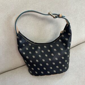 Dooney & Bourne Black & Tan Monogram Hobo bag